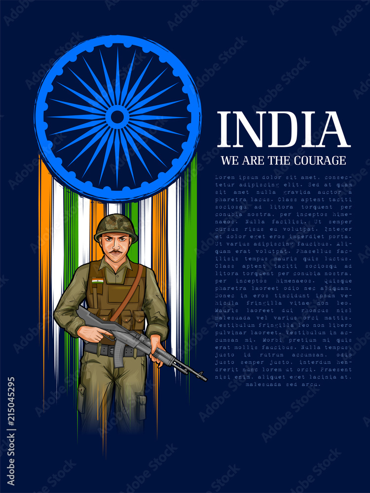 Indian Army soilder nation hero on Pride of India background Stock Vector |  Adobe Stock