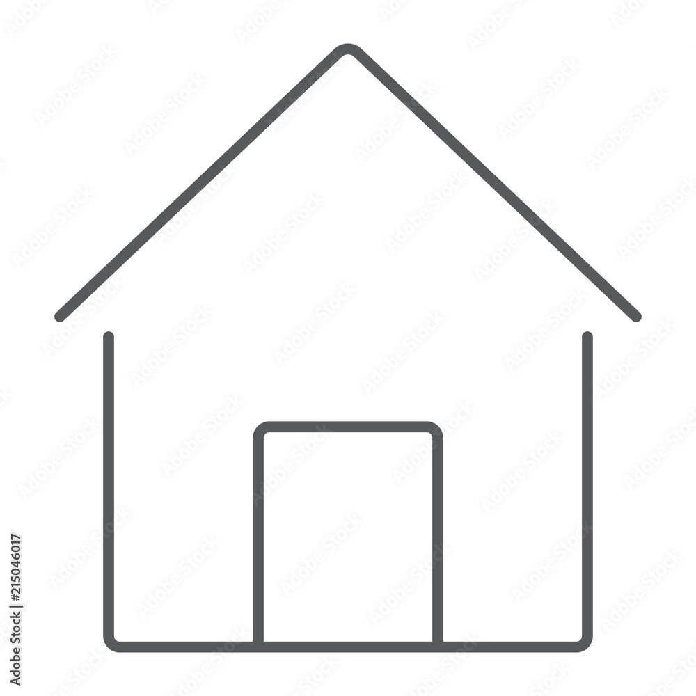 Home thin line icon, house and building, button sign, vector graphics, a linear pattern on a white background, eps 10. Home thin line icon, house and building, button sign, vector graphics, a linear pattern on a white background, eps 10.