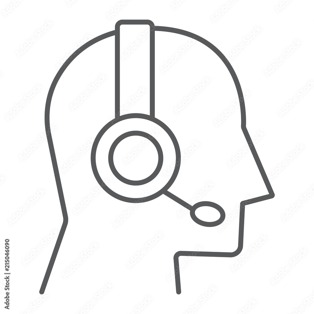 Online help thin line icon, contact us and operator, support sign, vector graphics, a linear pattern on a white background, eps 10.