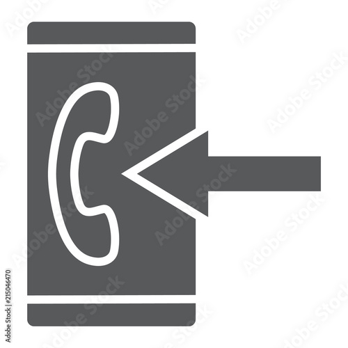Incoming call glyph icon, smartphone and ring, button sign, vector graphics, a solid pattern on a white background, eps 10.