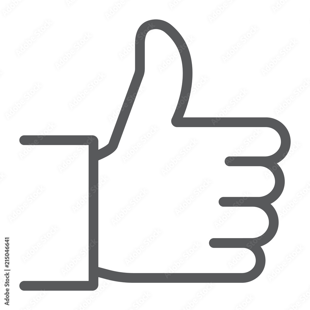 Like line icon, thubms up and social media, hand sign, vector graphics, a linear pattern on a white background, eps 10. Like line icon, thubms up and social media, hand sign, vector graphics, a linear pattern on a white background, eps 10.
