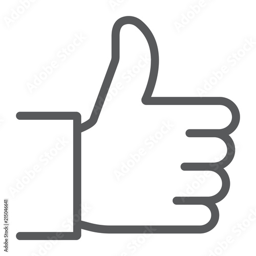 Like line icon, thubms up and social media, hand sign, vector graphics, a linear pattern on a white background, eps 10.