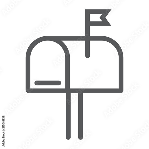 Mail box line icon, letter and post, mailbox sign, vector graphics, a linear pattern on a white background, eps 10.