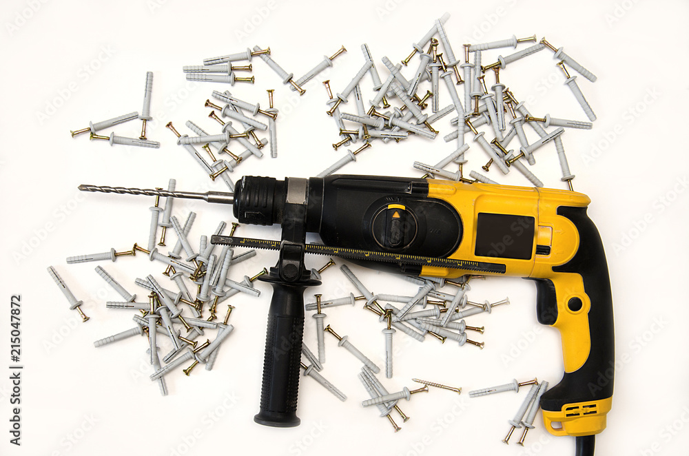 tools for construction, punch and dowel nails isolate on white background tools for construction, punch and dowel nails isolate on white background
