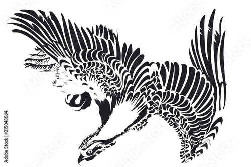 AIGLE EN NOIR ET BLANC VOLANT DANS LES AIRS