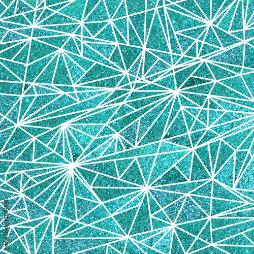 Polygon. Glitter mosaic. Bright summer pattern with Glitter triangles.