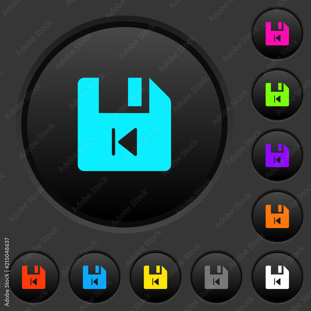 File previous dark push buttons with color icons File previous dark push buttons with color icons