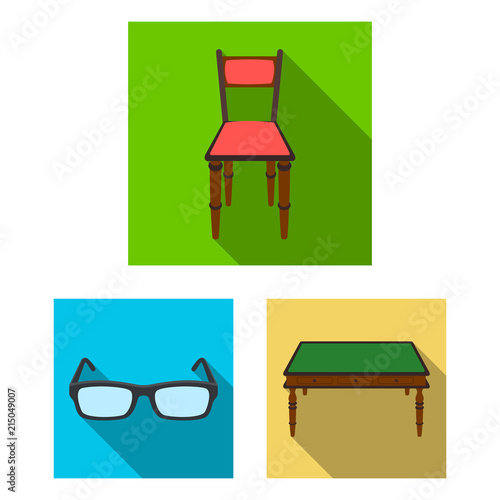 Library and bookstore flat icons in set collection for design. Books and furnishings vector symbol stock web illustration.