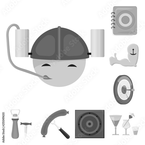 Pub, interior and equipment monochrome icons in set collection for design. Alcohol and food vector symbol stock web illustration.