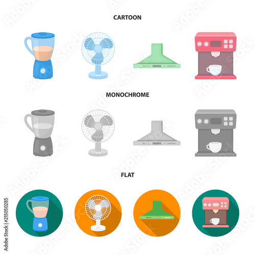 Blender, extractor and other equipment.Household set collection icons in cartoon,flat,monochrome style vector symbol stock illustration web.