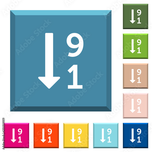 Descending numbered list white icons on edged square buttons