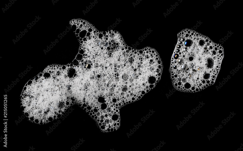 Foam with bubbles isolated on black background, with clipping path texture Foam with bubbles isolated on black background, with clipping path texture
