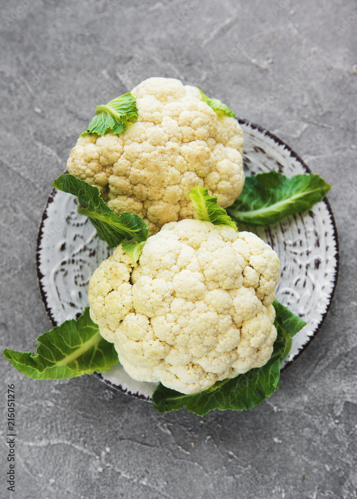 fresh cauliflower on plate fresh cauliflower on plate