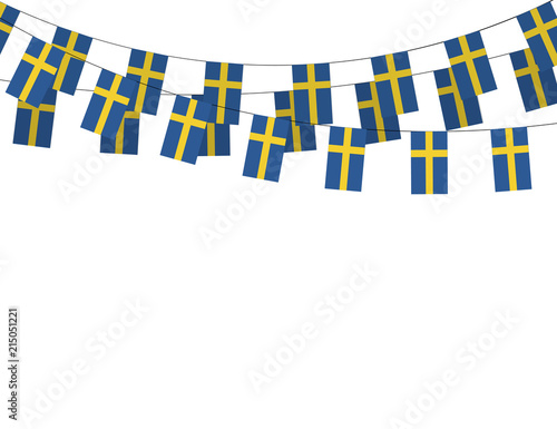 Sweden garland flag. Vector illustration.