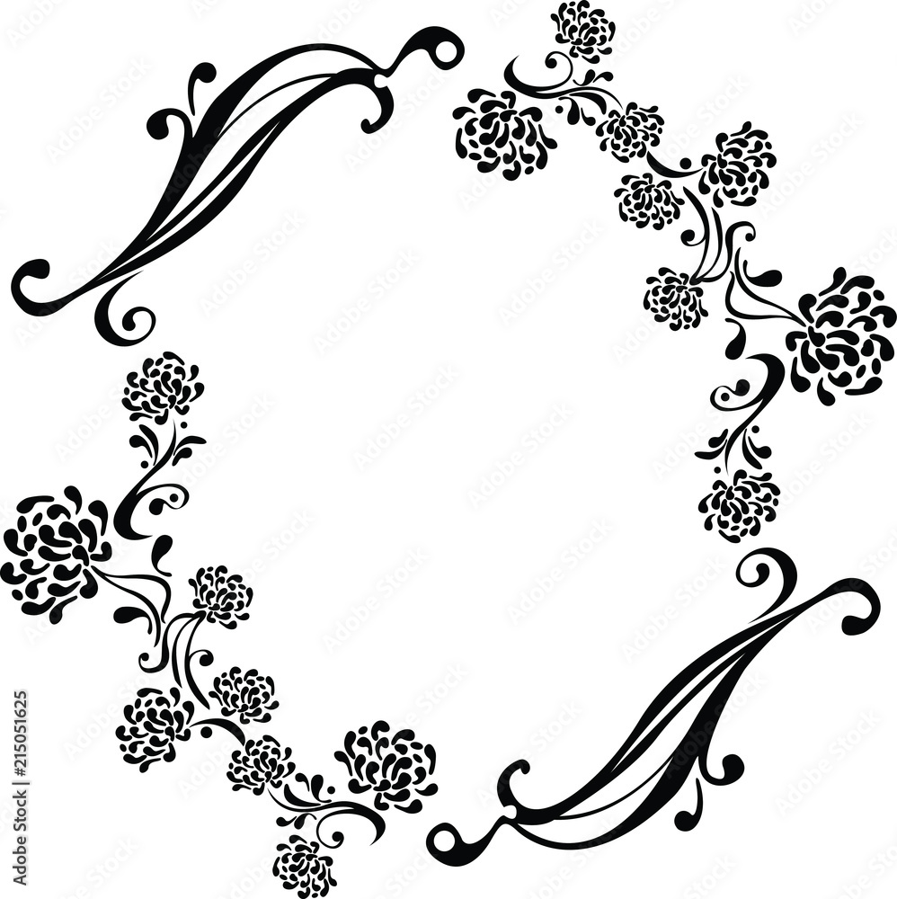 フレーム 枠 花 モノクロ クラシック Stock Vector Adobe Stock