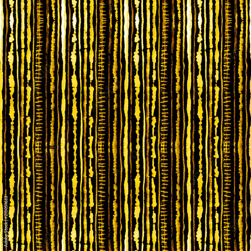 Seamless watercolour shibori tie-dye pattern of yellow color on black silk. Hand painting fabrics - nodular batik. Shibori dyeing for fabric, textile, ceramic