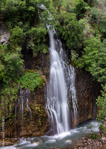 Colorful cascades of waterfalls in Aladalgar National Park in Turkey © uiliia
