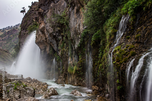 Colorful cascades of waterfalls in Aladalgar National Park in Turkey