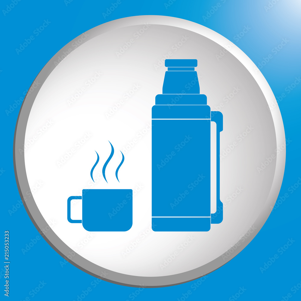 Thermos container icon, camping and hiking equipment Thermos container icon, camping and hiking equipment