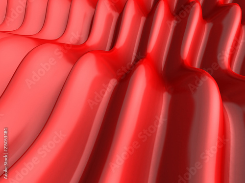 Elegant red metallic background with curved wave lines