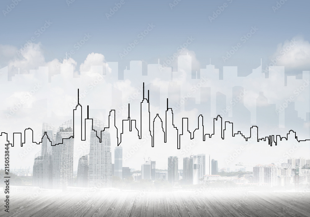 Background image with city center view as modern business life c