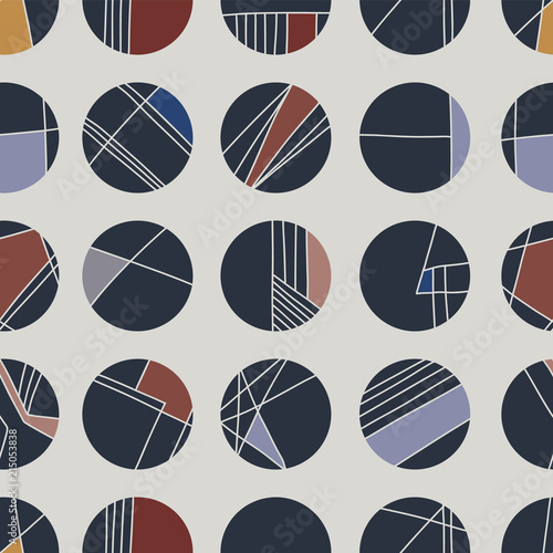 Abstract Geometric Circle Grid, Vector Pattern Seamless Background, Hand Drawn Circles Lines Illustration for Trendy Home Decor, Masculine Fashion Prints, Wallpaper, Textiles, Brown Pink Stationery