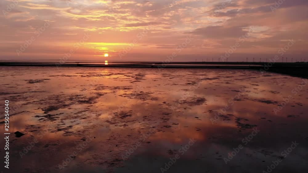 Drone flyover the north sea (in special the Wattenmeer) at sunset. Drone flyover the north sea (in special the Wattenmeer) at sunset.