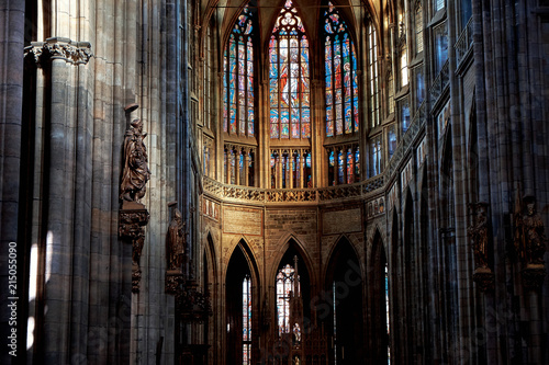 Interior of St. Vitus Cathedral in Prague, Czech Republic
