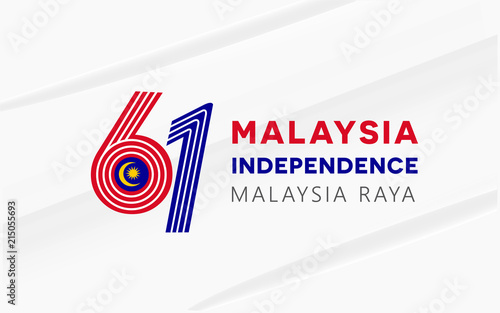 Happy malaysia independence day 61th with malaysian flag background vector illustration symbol
