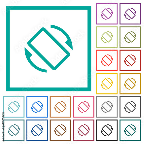 Mobile screen automatic rotation flat color icons with quadrant frames