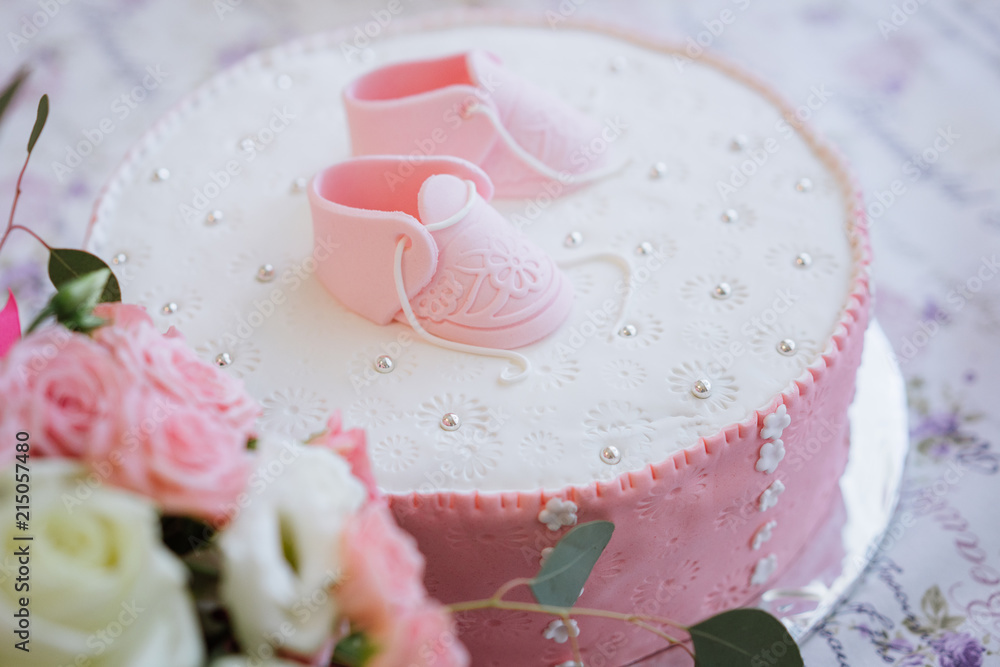 Beautiful pink cake for the girl. Beautiful pink cake for the girl.