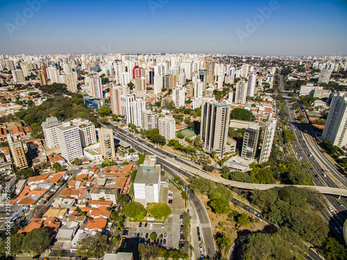 Panoramic view of the buildings and houses of the Vila Mariana neighborhood in S  o Paulo  Brazil 