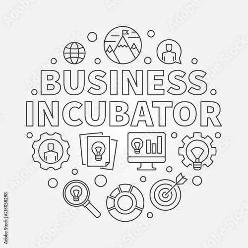 Business Incubator round vector illustration in line style