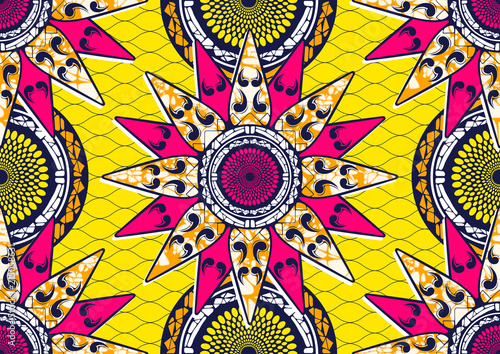 Fototapeta Textile fashion african print fabric, abstract seamless, vector illustration file.