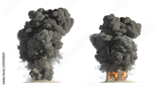 fire and smoke on white background 