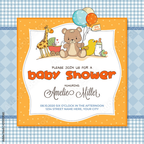 Baby shower card with toys