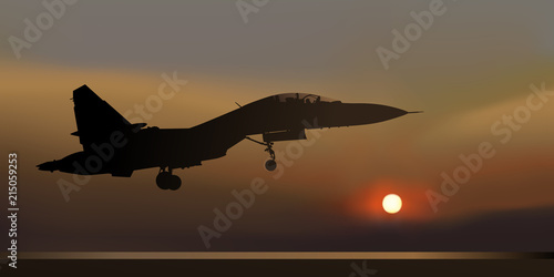 avion de chasse - russe - guerre - nuit - atterrissage - MIG-35 - Russie -  combat - avion