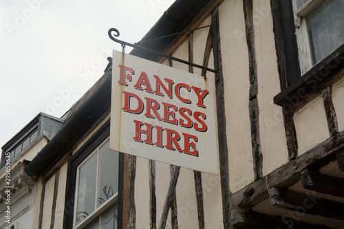 Fancy Dress Hire sign outside shop
