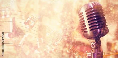 Composite image of close-up of microphone 