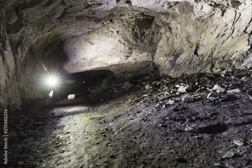 Tunnel of an abandoned lime mine in Switzerland Tunnel of an abandoned lime mine in Switzerland