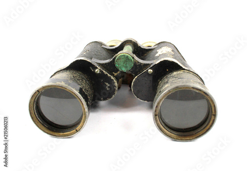 Vintage Binoculars on White Background