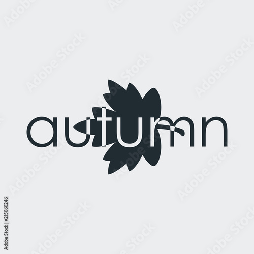 Logotipo autumn con hoja espacio negativo en fondo gris