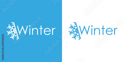 Logotipo Winter con estrella frio en azul y blanco
