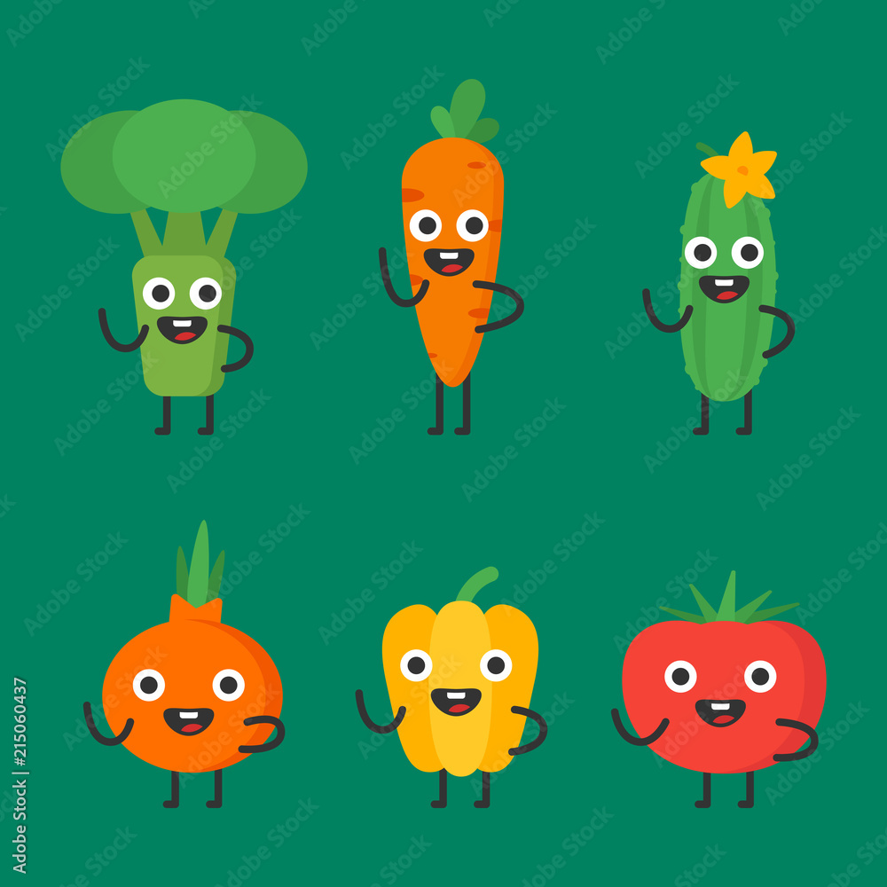 Vegetables set funny characters Vegetables set funny characters