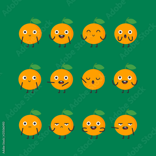 Orange character set different options and emotions