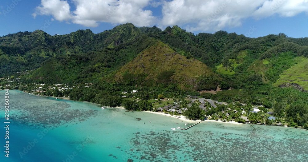  landscape in French Polynesia, in aerial view