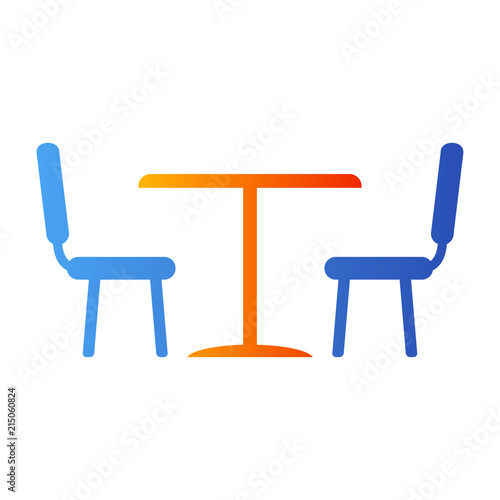 Icono plano comedor en azul y naranja