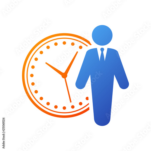Icono plano horario de trabajo naranja y azul