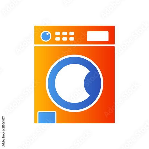 Icono plano lavadora en azul y naranja