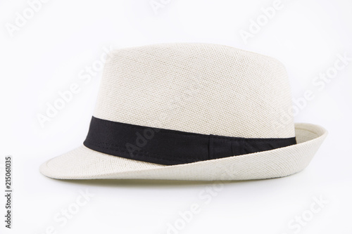 White Straw hat fasion for man isolated on white background